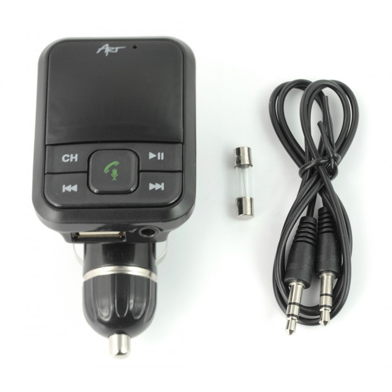 Transmiter samochodowy FM MP3 - ART FM-08BT - Bluetooth, USB, microSD, LCD 1,3''