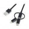 Przewód Lanberg 3w1 USB typ A - microUSB + lightning + USB typ C 2.0 czarny PCV - 1,8m - zdjęcie 1