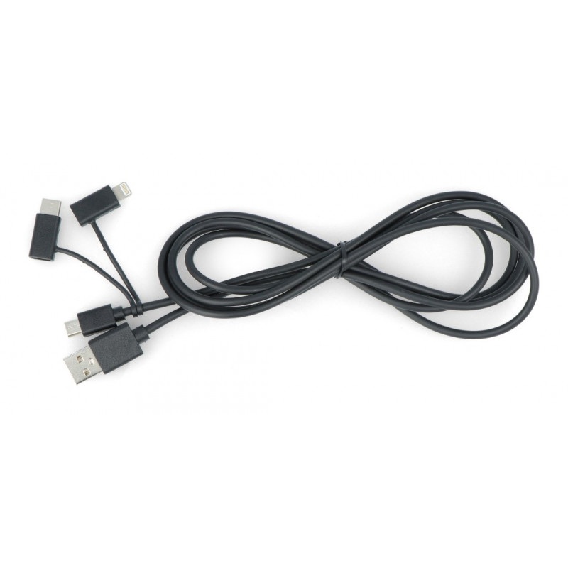 Przewód Lanberg 3w1 USB typ A - microUSB + lightning + USB typ C 2.0 czarny PVC - 1,8m