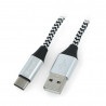 Przewód TRACER USB A - USB C 2.0 czarno - srebrny oplot - 1m - zdjęcie 1