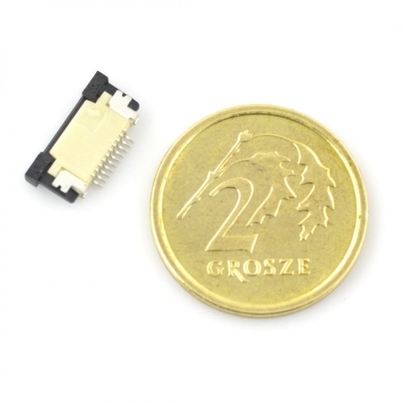 Złącze żeńskie ZIF, FFC/FPC, poziome 10 pin, raster 0,5 mm, górny kontakt