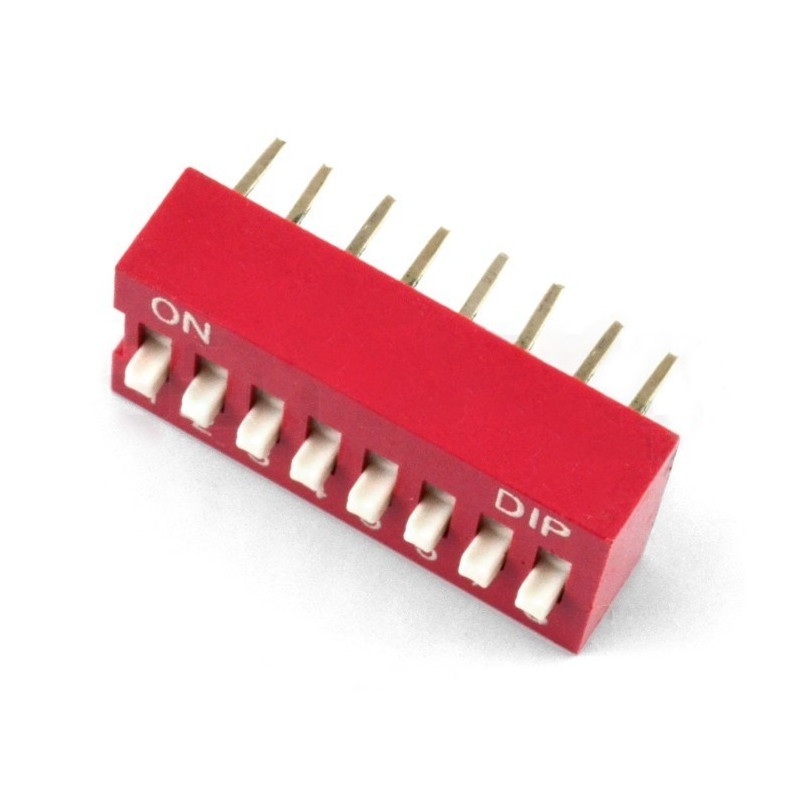 Przełącznik DIP switch 8-polowy - czerwony