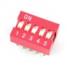 Przełącznik DIP switch 5-polowy - czerwony - zdjęcie 2