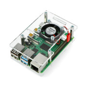 Obudowa do Raspberry Pi Model 4B/3B+/3B/2B otwarta z wentylatorem - przezroczysta