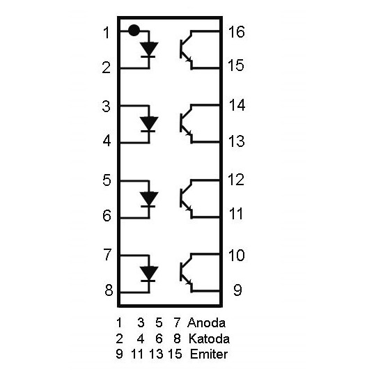 Багатоканальний оптрон LTV847 - THT - 5 шт.