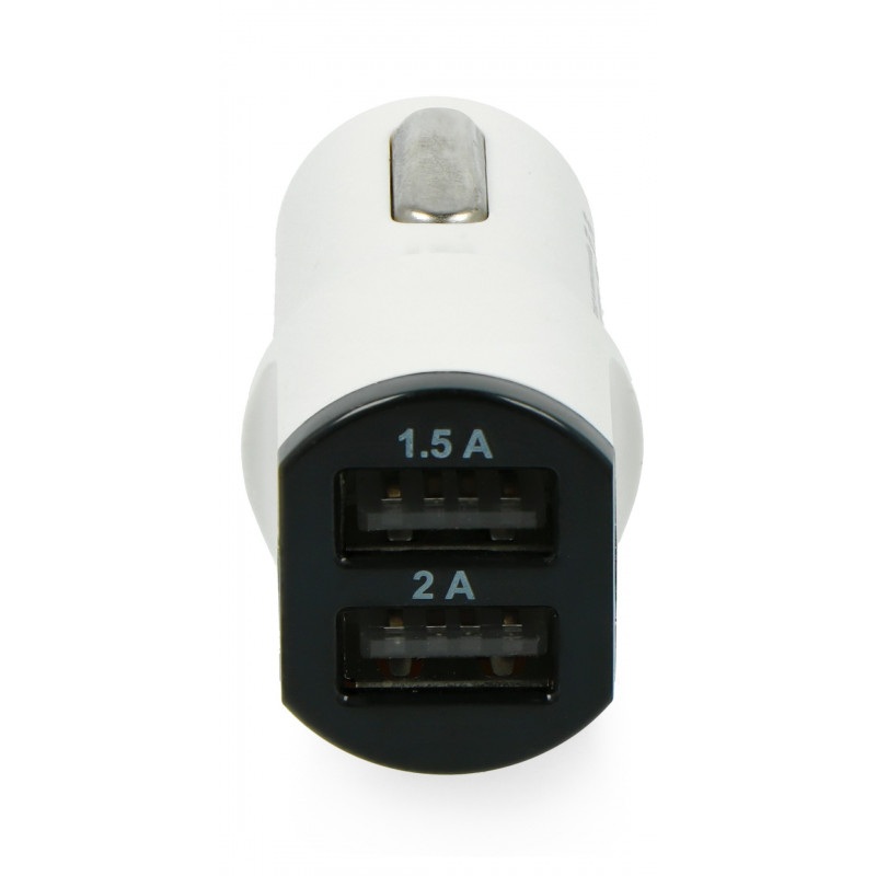 Ładowarka samochodowa Axiver - 2x USB - 3,5A 5V/12V/24V - biała