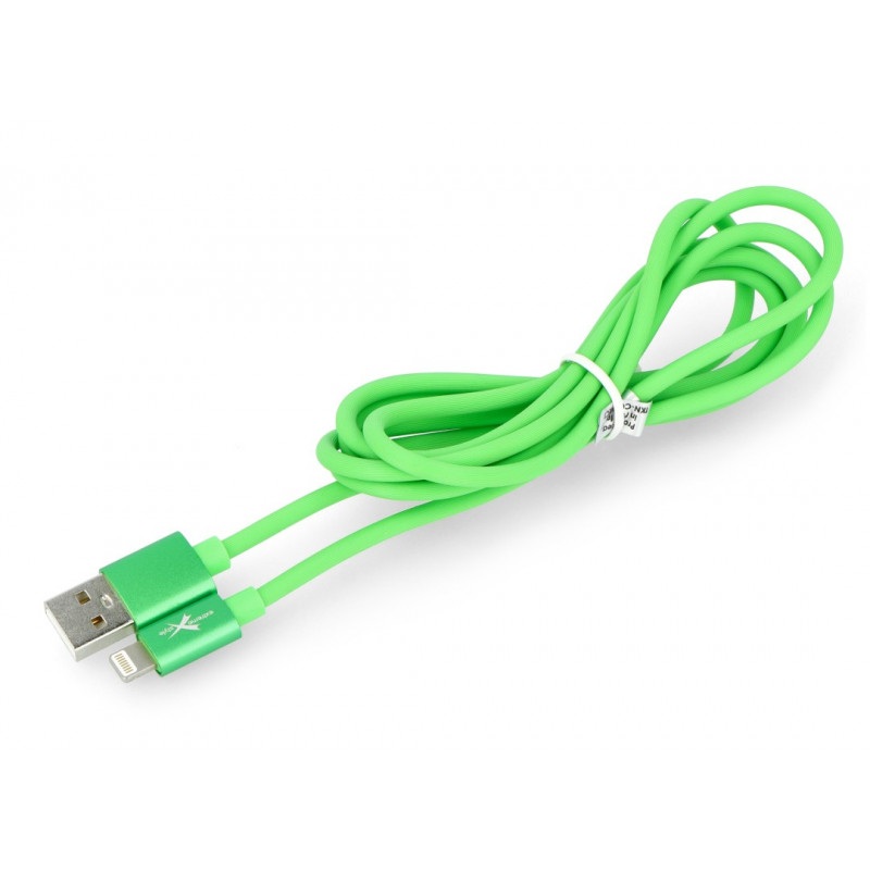 Przewód silikonowy eXtreme USB A - Lightning do iPhone/iPad/iPod 1,5m zielony