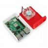 Obudowa do Raspberry Pi 4B - ABS - LT-4A11- biało czerwona - z wentylatorem niebieskie podświetlenie LED - zdjęcie 2