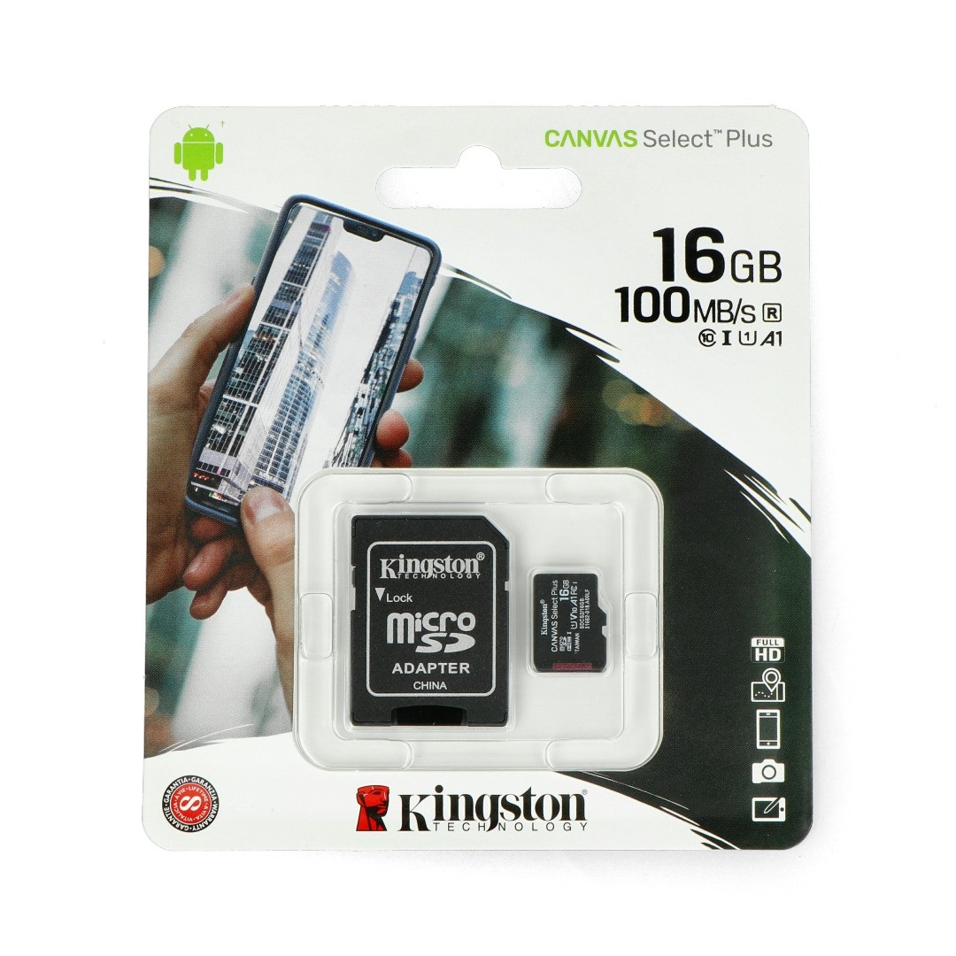 Karta pamięci Kingston Canvas Select Plus microSD HC 16GB 100MB/s + adapter