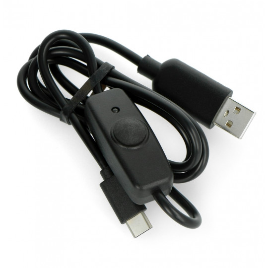 Кабель USB A - USB C з перемикачем On/Off, чорний - 0,9 м