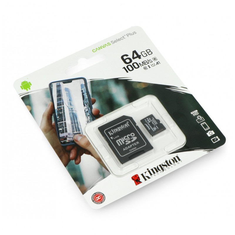 Karta pamięci Kingston Canvas Select Plus microSD 64GB 100MB/s UHS-I klasa 10 z adapterem