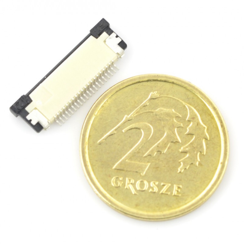 Złącze żeńskie ZIF, FFC/FPC, poziome 20 pin, raster 0,5 mm, górny kontakt