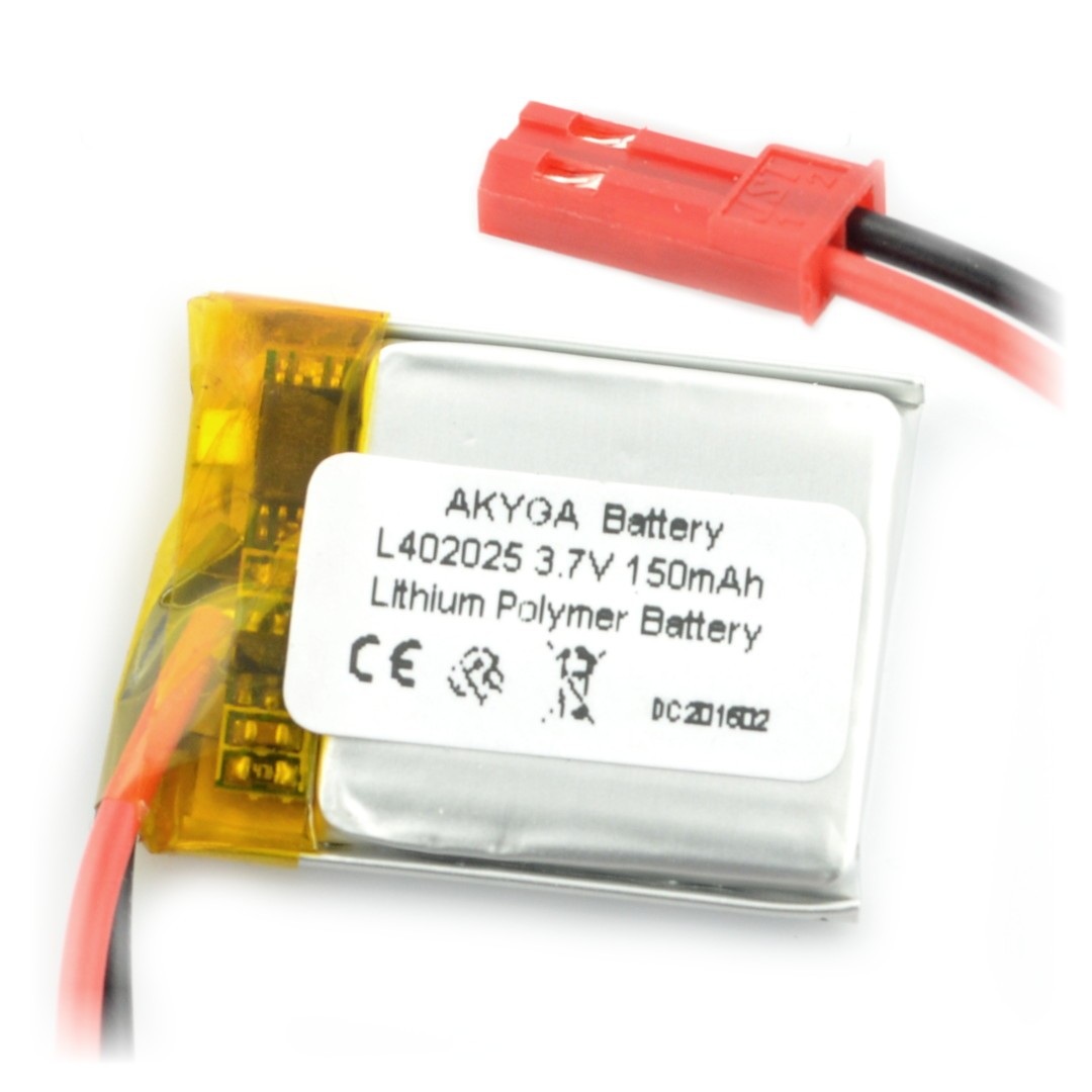 Akumulator Li-Pol Akyga 150mAh 1S 3.7V - złącze JST-BEC + gniazdo