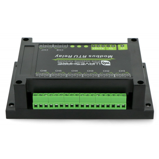 8-канальний релейний модуль з оптоізоляцією - контакти 10A/250VAC - котушка 5V - Modbus RS485 - Waveshare 17658