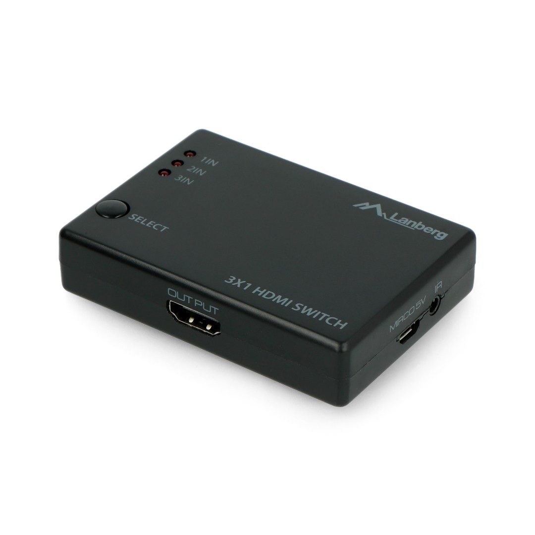 						Przełącznik - switch 3xHDMI + port microUSB z pilotem i odbiornikiem IR - Lanberg SWV-HDMI-0003