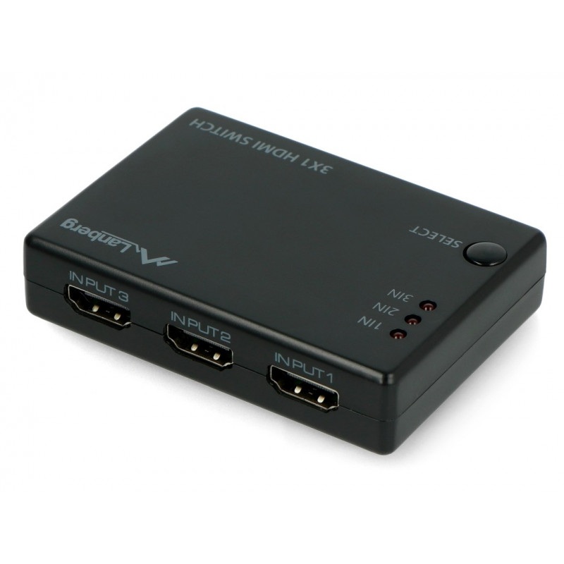 Przełącznik wideo - 3 porty HDMI  - z pilotem i odbiornikiem IR - port microUSB - Lanberg SWV-HDMI-0003