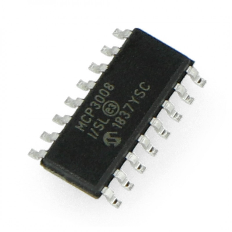Przetwornik A/C MCP3008-I/SL 10-bitowy 8-kanałowy SPI - SMD