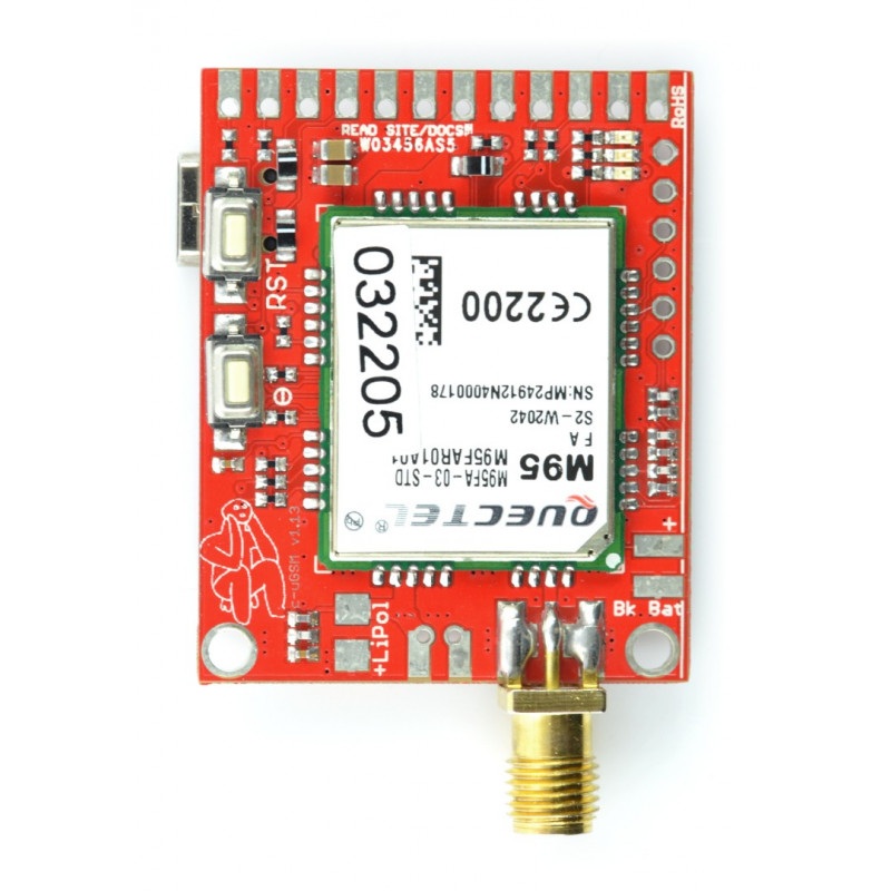 Moduł GSM GPRS dual SIM - c-uGSM μ-shield v.1.13 - do Arduino i Raspberry Pi - złącze SMA