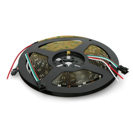 Світлодіодна стрічка RGB WS2812B - цифрова, адресна - IP65 30 світлодіодів/м, 9 Вт/м, 5 В - 5 м - чорна