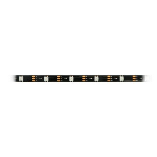 Світлодіодна стрічка RGB WS2812B - цифрова, адресна - IP65 30 світлодіодів/м, 9 Вт/м, 5 В - 5 м - чорна