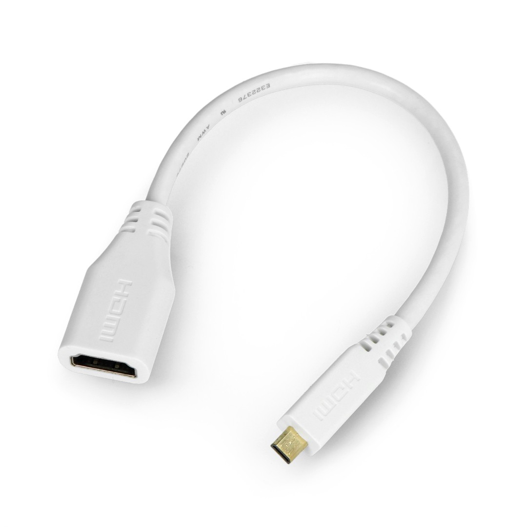 Adapter microHDMI - HDMI oryginalny dla Raspberry Pi 4B - 235 mm - biały