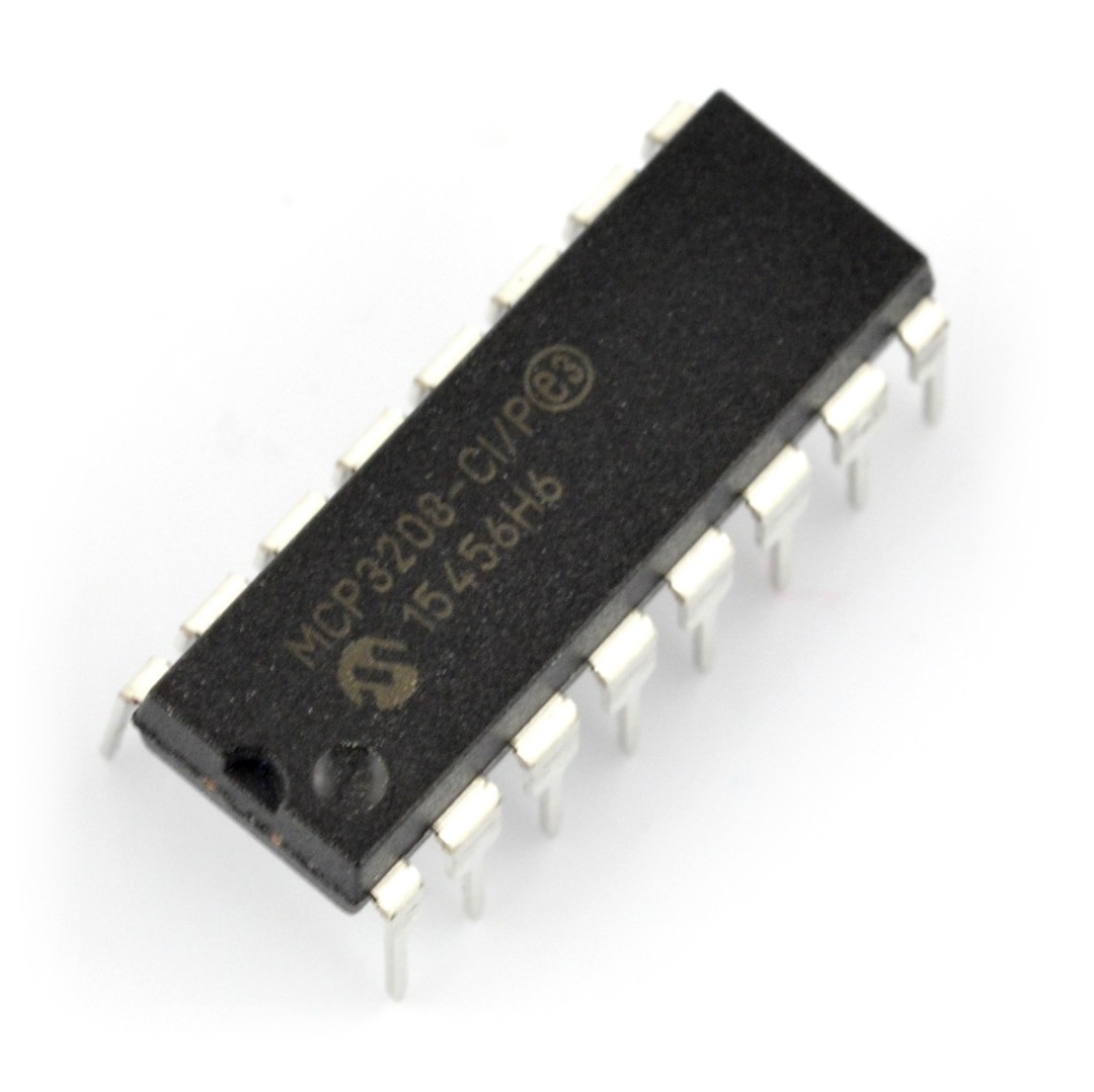 Przetwornik A/C MCP3208-CI/P 12-bitowy 8-kanałowy SPI - DIP
