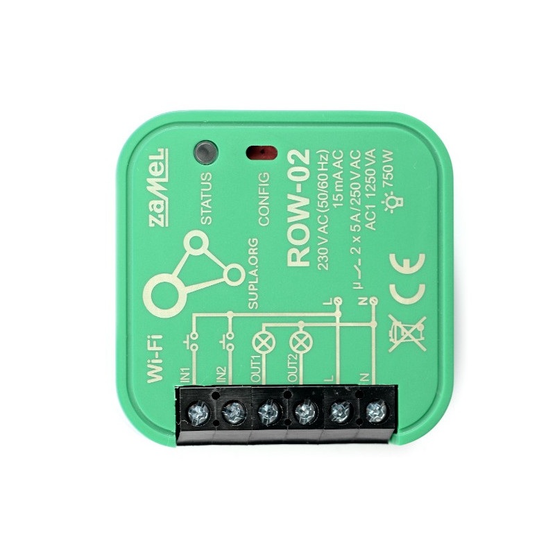 Zamel Supla ROW-02 - 2x przekaźnik 230V WiFi - aplikacja Android / iOS