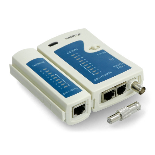 Тестер RJ45 / RJ12 / RJ11 / коаксіального кабелю - Lanberg NT-0401