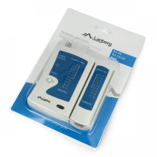Тестер RJ45 / RJ12 / RJ11 / коаксіального кабелю - Lanberg NT-0401