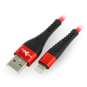 Przewód eXtreme Spider USB A - Lightning do iPhone/iPad/iPod 1,5m - czerwony