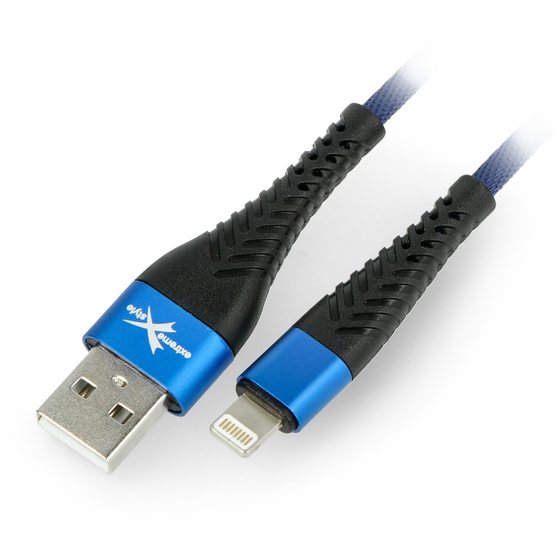 Przewód eXtreme Spider USB A - Lightning do iPhone/iPad/iPod 1,5m - niebieski