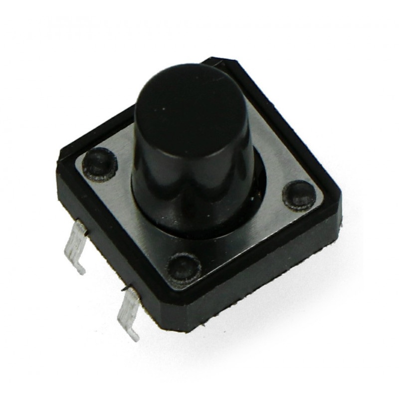 Tact Switch 12x12, 11mm THT 4pin - czarny
