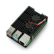 Obudowa do Raspberry Pi 4B - aluminiowa z dwoma wentylatorami - czarna