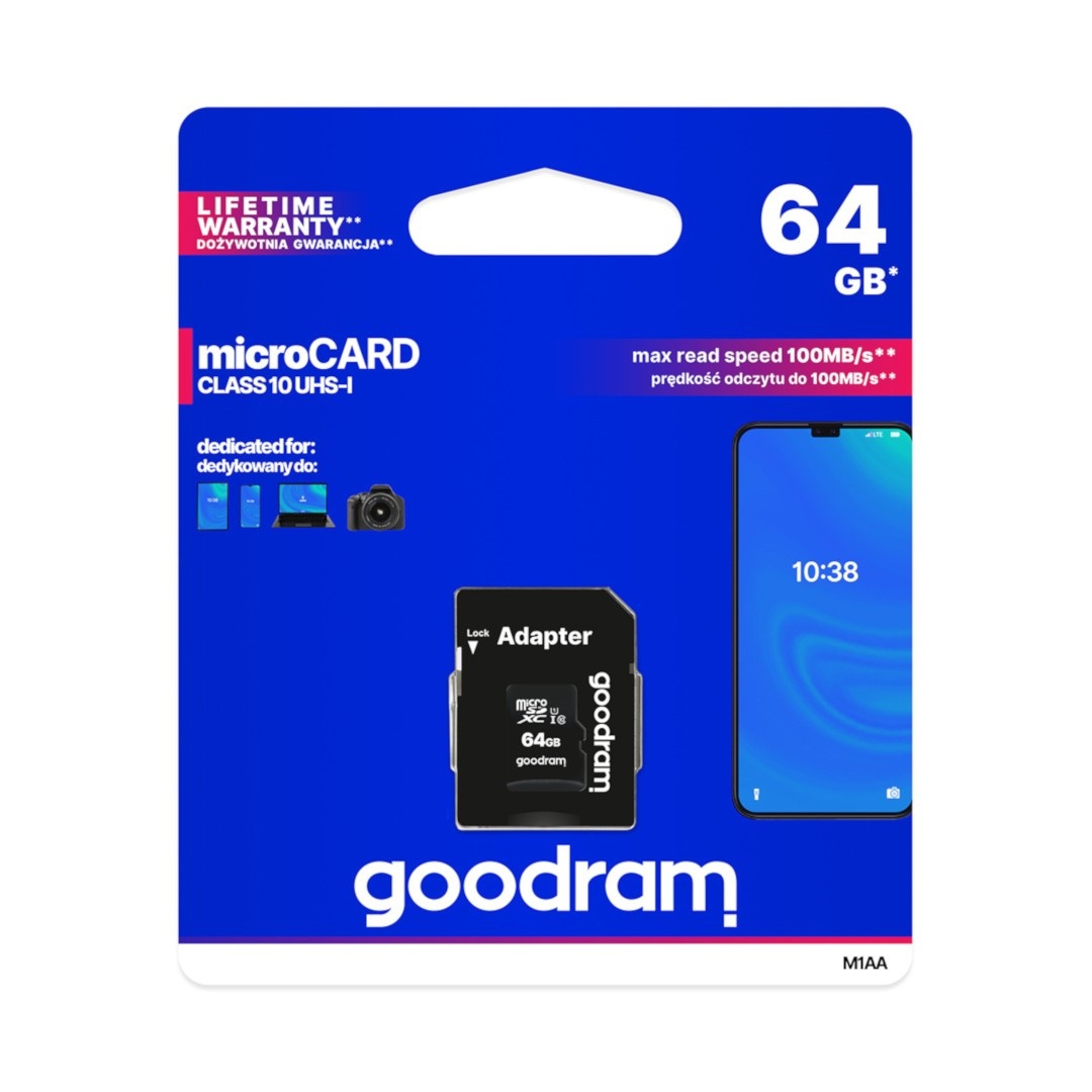 Karta pamięci Goodram micro SD / SDXC 64GB UHS-I klasa 10 z adapterem