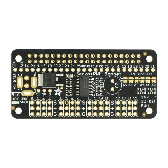 Сервопривід Bonnet - 16-канальний I2C ШІМ-контролер для Raspberry Pi - Adafruit 3416