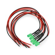 Dioda LED 5mm 12V zielona z rezystorem i przewodem