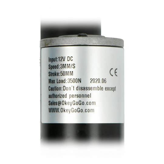 Електричний привід LA-T5 3500N 3 мм/с 12V - подовження 5 см