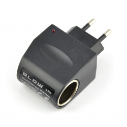 Adapter napięcia 230V/12V z gnizadem zapalniczki - 1A