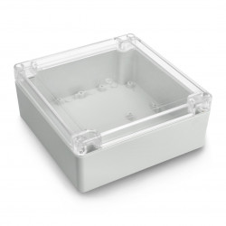 Obudowa plastikowa Kradex ZP150.150.60 JD PC z uszczelką i mosiężnymi tulejkami IP67 - 150x150x60mm jasna