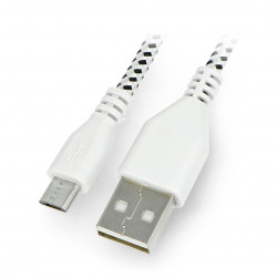 KK21L Kabel micro USB 1M Biały oplot