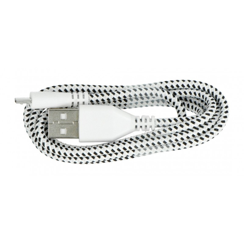 KK21L Kabel micro USB 1M Biały oplot