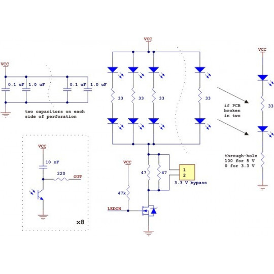 Світловідбиваюча сенсорна стрічка QTR-8RC - цифрова - Pololu 961