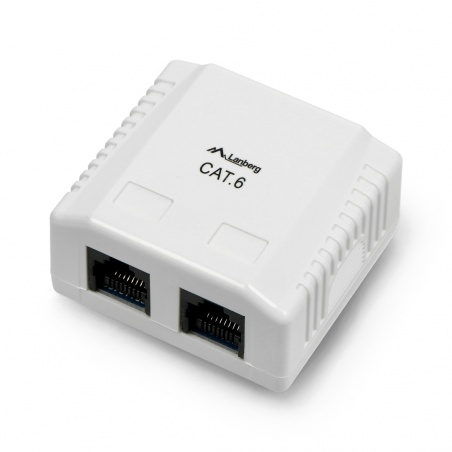 Gniazdko natynkowe 2x RJ45 Lanberg - białe - kat.6 Gniazdko natynkowe 2x RJ45 Lanberg - białe - kat.6