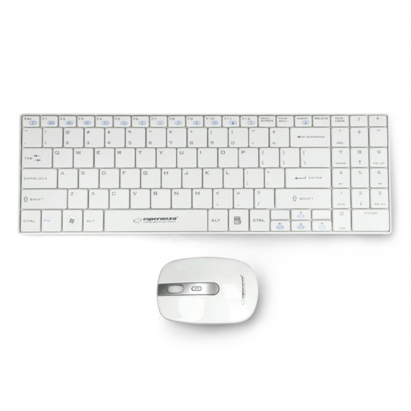 Zestaw bezprzewodowy Esperanza EK122W Liberty USB klawiatura + mysz - biały