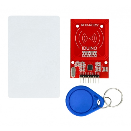 Moduł RFID RC522 13,56MHz SPI + karta i brelok - czerwony Moduł RFID RC522 13,56MHz SPI + karta i brelok - czerwony