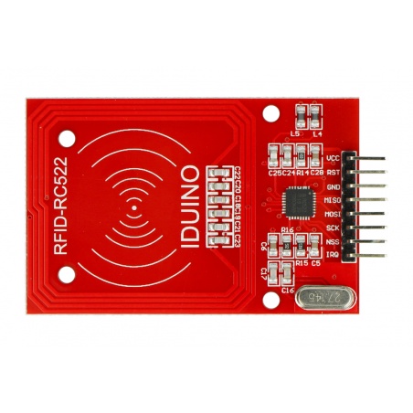 Moduł RFID RC522 13,56MHz SPI + karta i brelok - czerwony Moduł RFID RC522 13,56MHz SPI + karta i brelok - czerwony