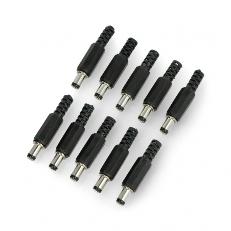 Wtyk DC 5,5 / 2,5mm na przewód - 10szt. Wtyk DC 5,5 / 2,5mm na przewód - 10szt.