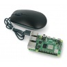 Mysz optyczna przewodowa Raspberry Pi 4B/3B+/3B/2B oficjalna - czarno-szara - zdjęcie 2