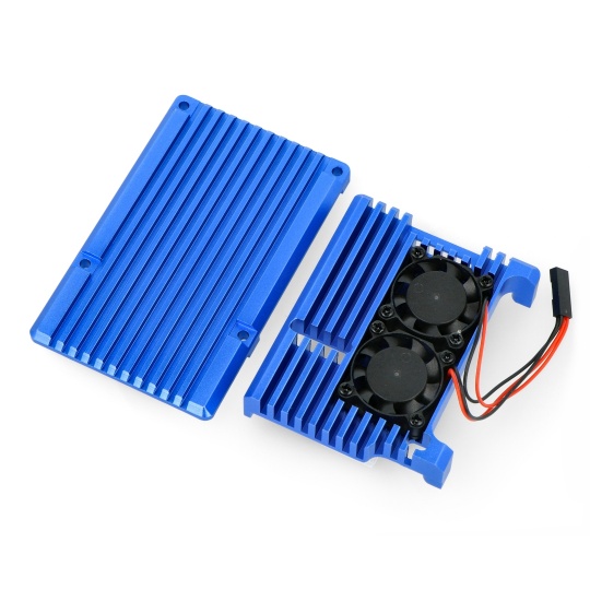 Корпус justPi для Raspberry Pi 4B - алюмінієвий з двома вентиляторами - синій