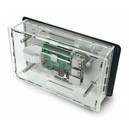 Obudowa do Raspberry Pi i dedykowanego ekranu dotykowego 7'' - przezroczysta Obudowa do Raspberry Pi i dedykowanego ekranu dotykowego 7'' - przezroczysta